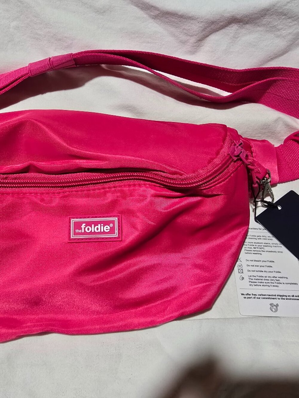 The Foldie Pink Belt Bag Crossbody Fanny Pack Travel Hip Pouch Brand New NWT